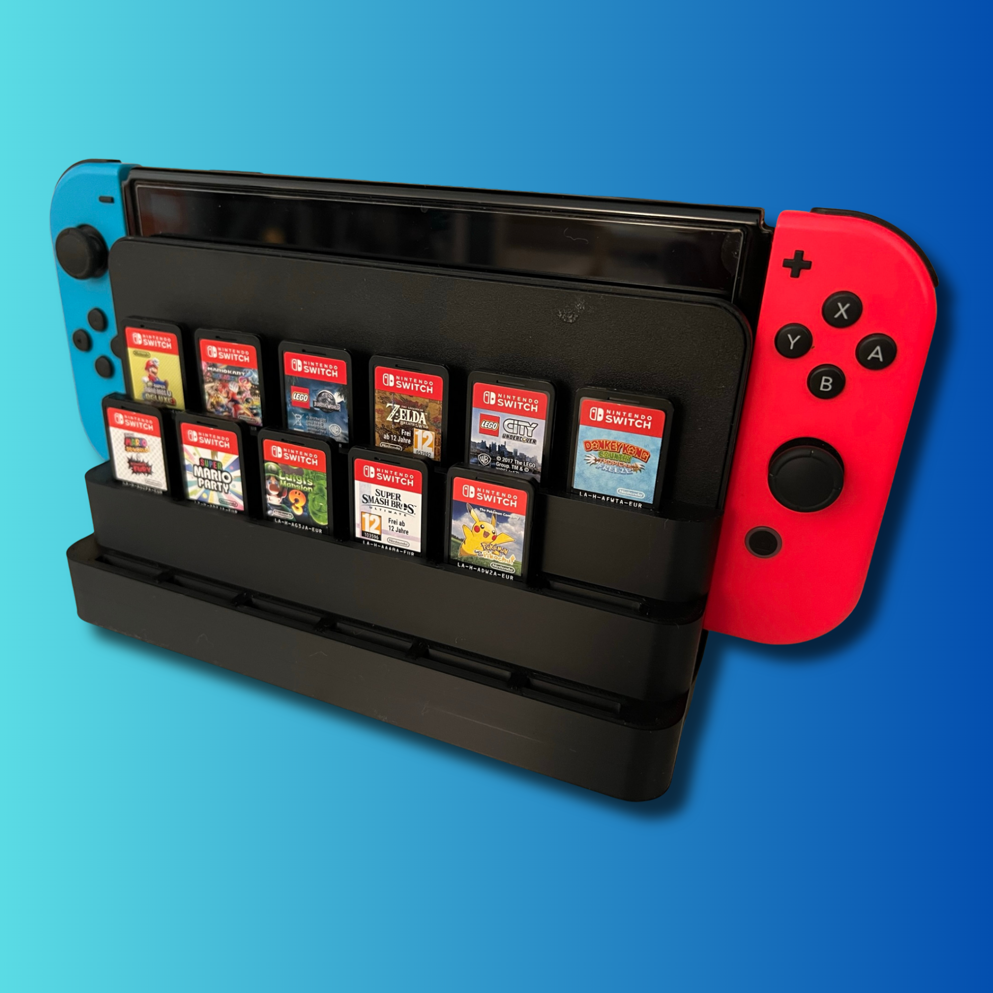 Nintendo Switch 1 Dock-Halter mit Spiele-Organizer für bis zu 18 Cartridges!